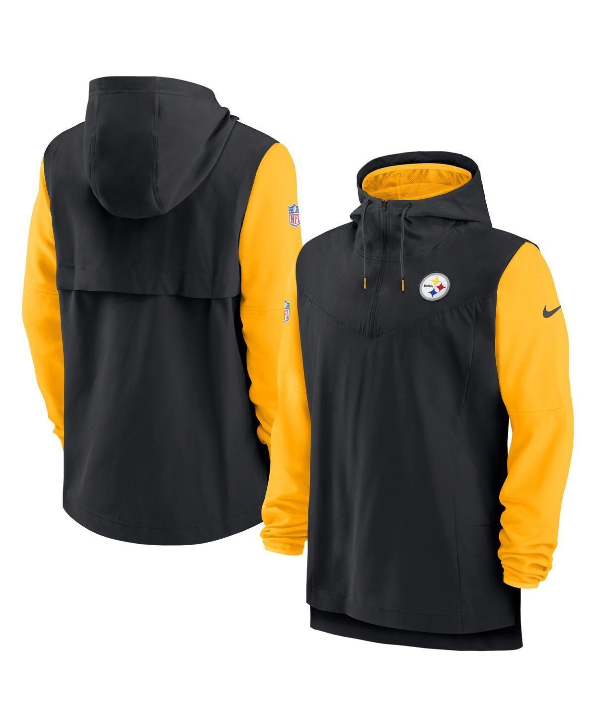 NIKE Men's  Black, Gold Pittsburgh Steelers Sideline Player Quarter-zip Hoodie In Black,gold Product Image