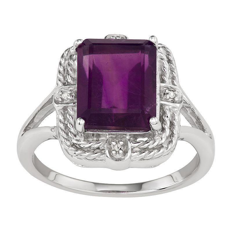 Jewelexcess Sterling Silver Amethyst & Diamond Accent Ring, Womens Product Image