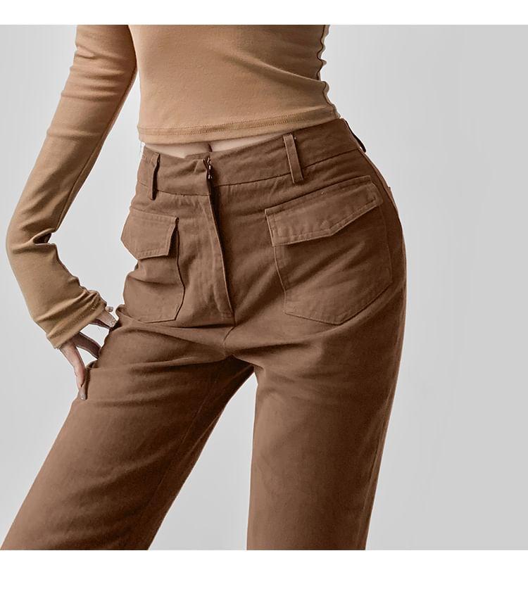 Mid Waist Plain Flared Jeans Product Image