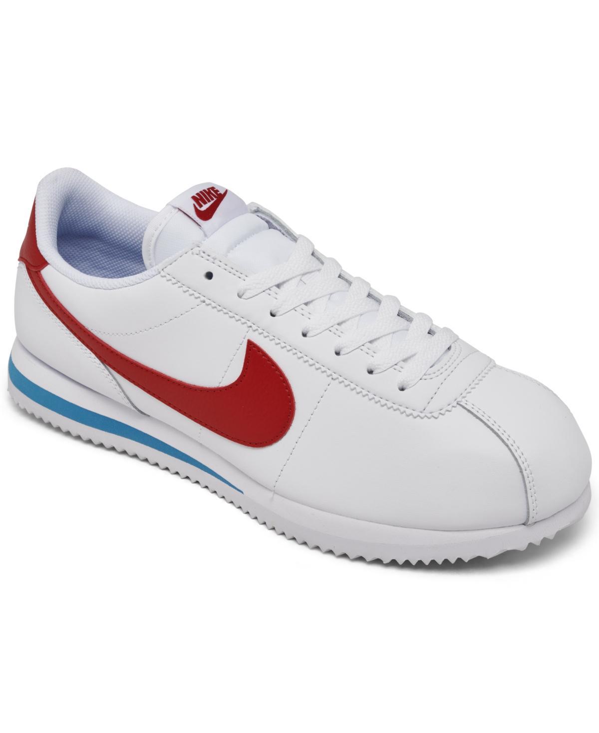 NIKE Men's Classic Cortez Leather Casual Sneakers From Finish Line In White/varsity Red/varsity Blue Product Image