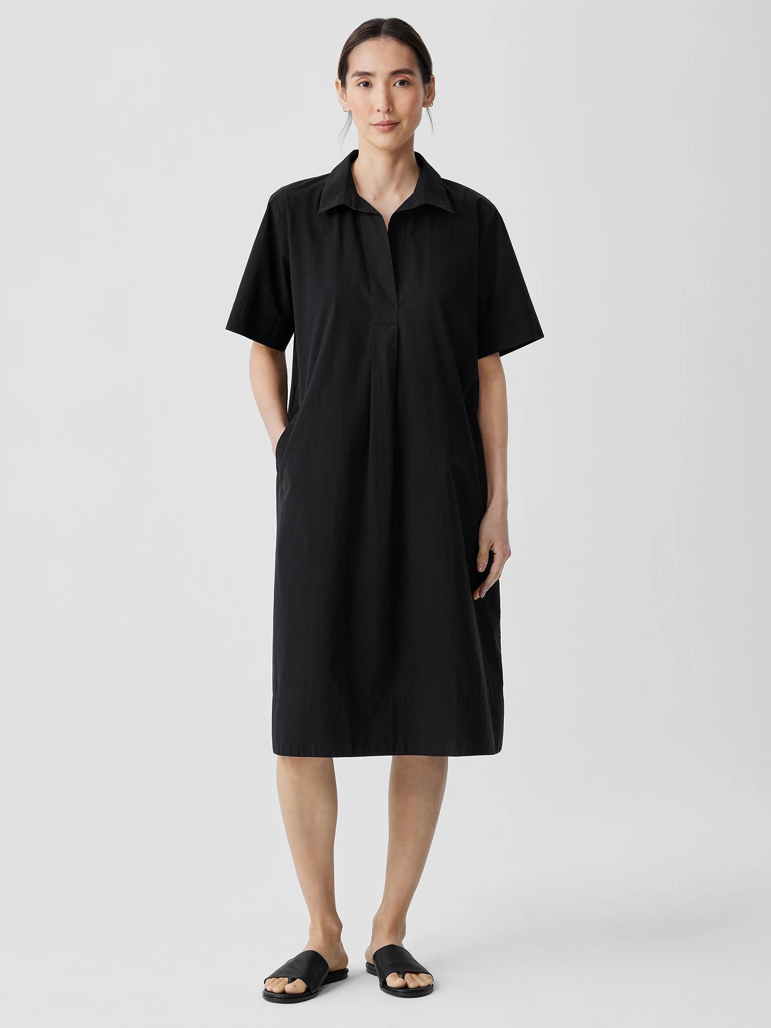 EILEEN FISHER Washed Organic Cotton Poplin Dressfemale Product Image