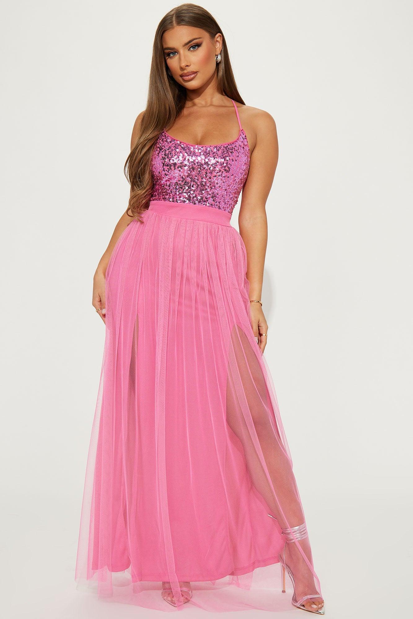 Starlight Tulle Maxi Dress - Pink Product Image