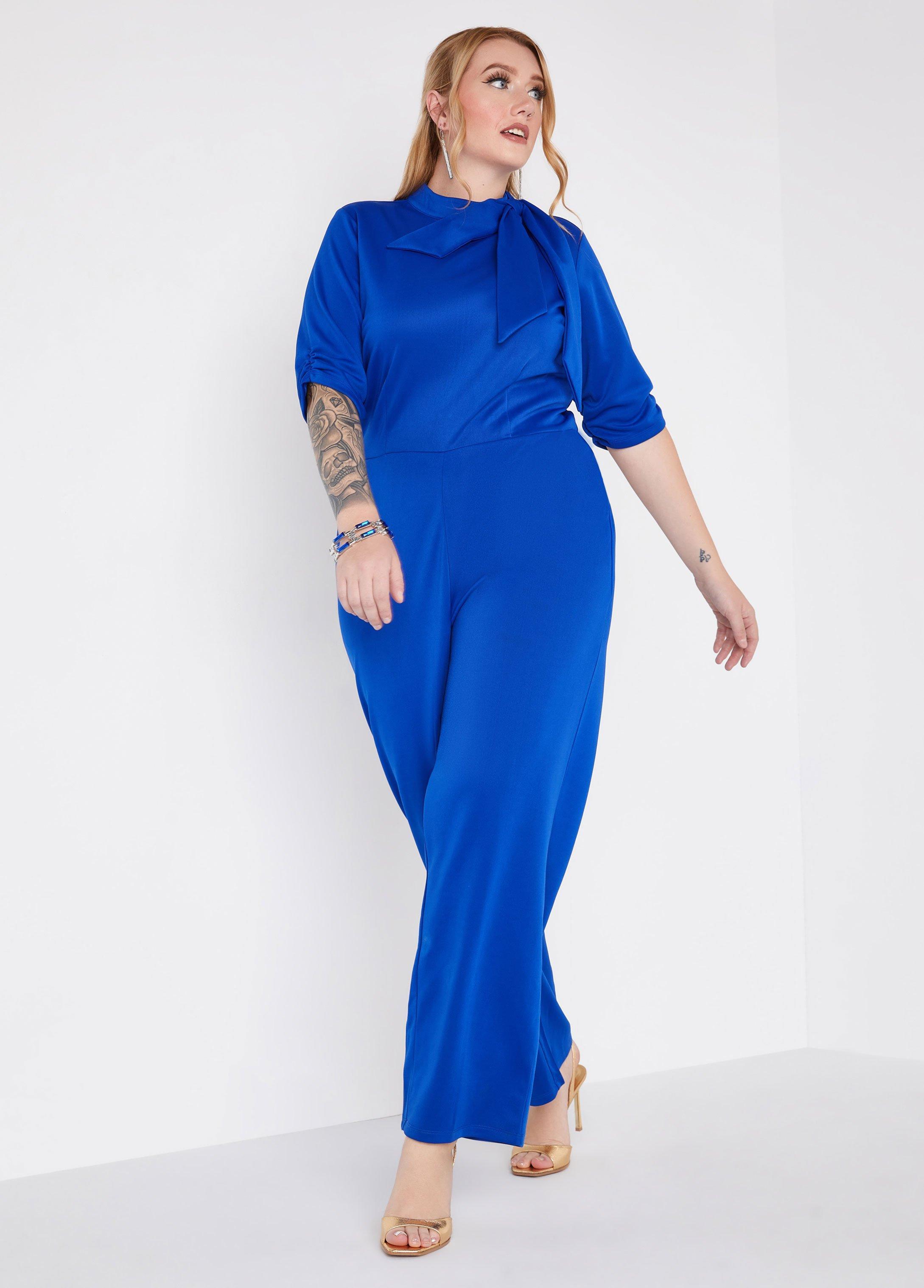 Plus Size Knotted Straight Leg Jumpsuit Ashley Stewart Product Image