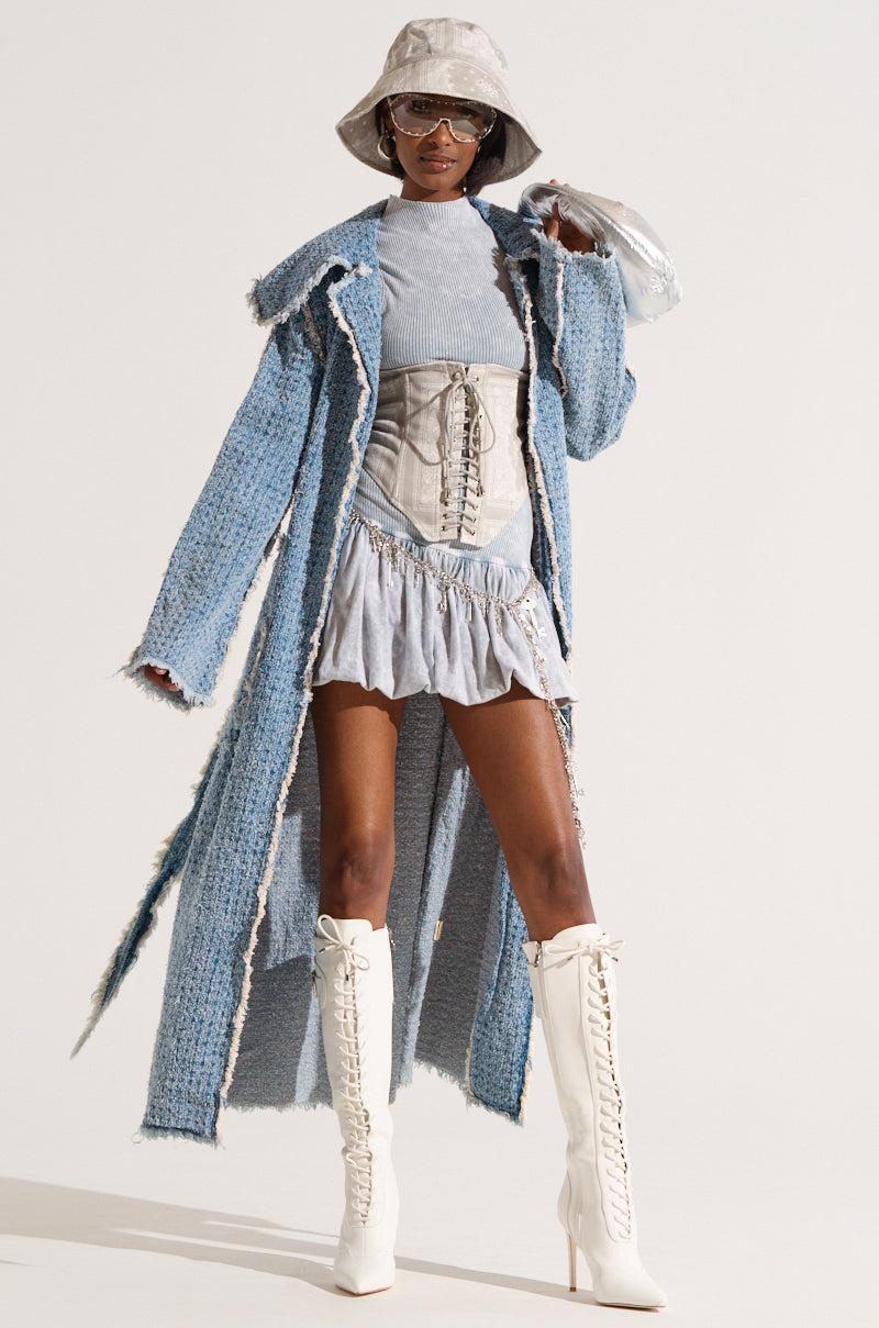 DISTRESSED DENIM TRENCH Product Image