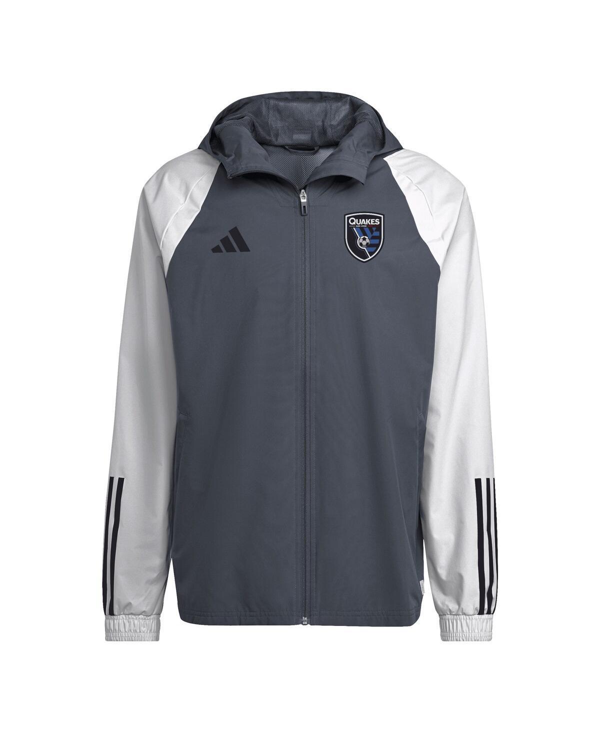 Mens adidas Gray San Jose Earthquakes 2024 All-Weather Raglan Full-Zip Jacket Product Image