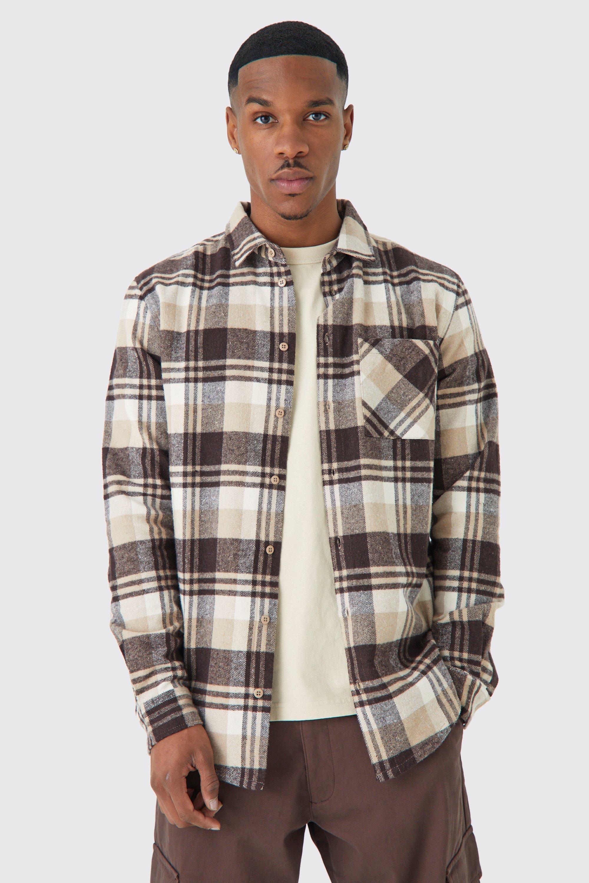 Heavyweight Tonal Flannel Shirt | boohooMAN USA Product Image