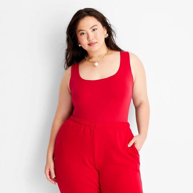 Womens Seamless Tank Bodysuit - A New Day Red 2X Product Image