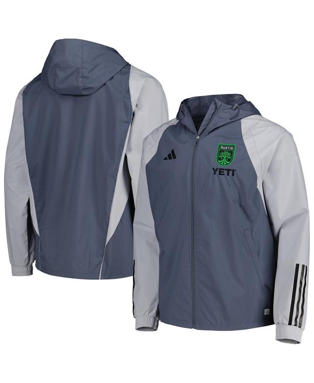 Mens adidas Charcoal Austin Fc All-Weather Raglan Hoodie Full-Zip Jacket Product Image