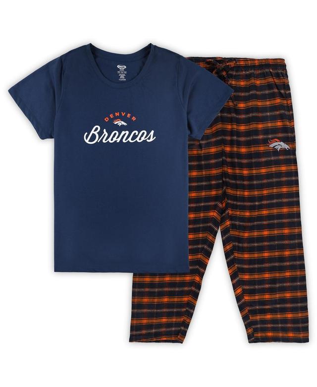 Womens Concepts Sport Denver Broncos Plus Size Badge T-Shirt & Flannel Pants Sleep Set Blue Product Image