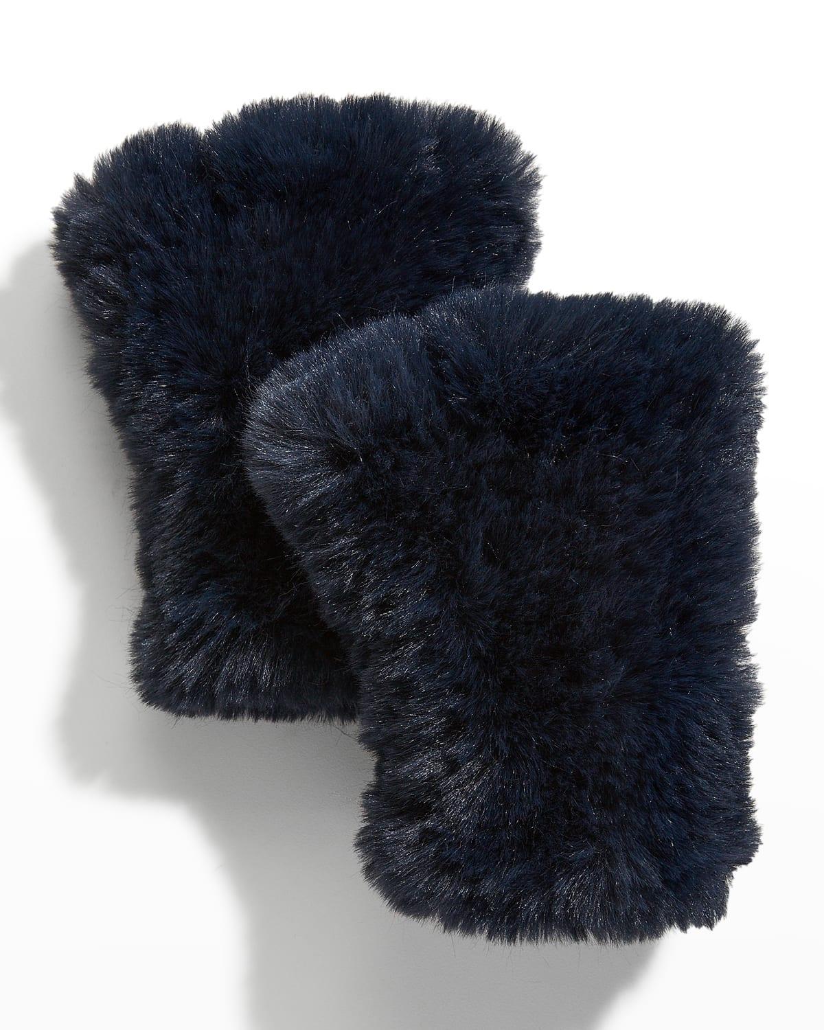 Faux Fur Knitted Fingerless Mittens Product Image