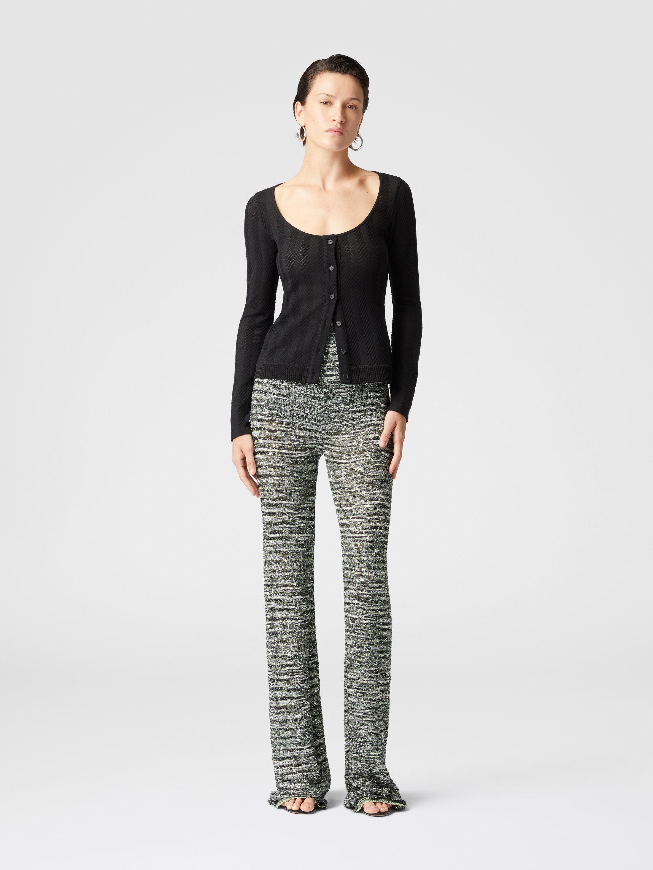 Flare trousers in slub knit with sequins Product Image