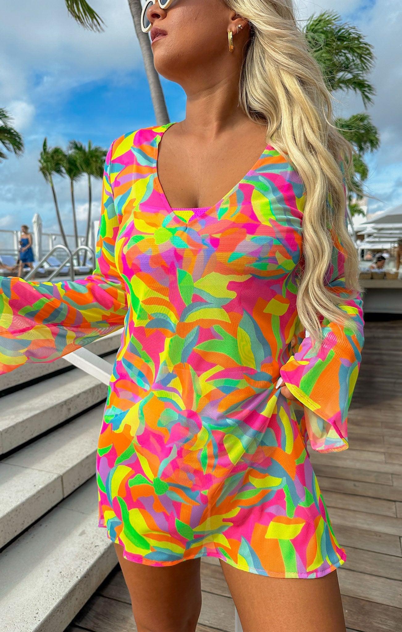 Santos Mini Cover Up ~ Neon Tropics Product Image