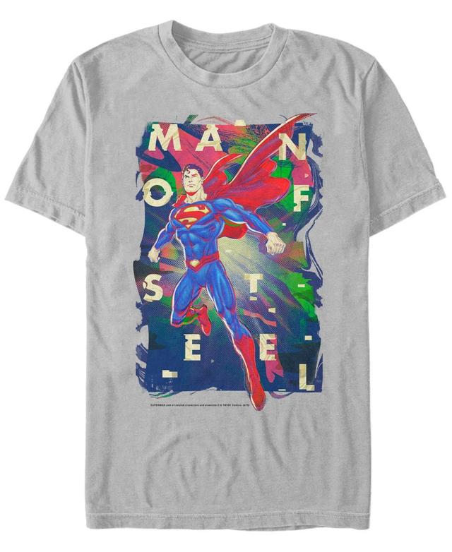 Mens DC Comics Superman Man Of Steel Bold Glitch Poster Graphic Tee Product Image