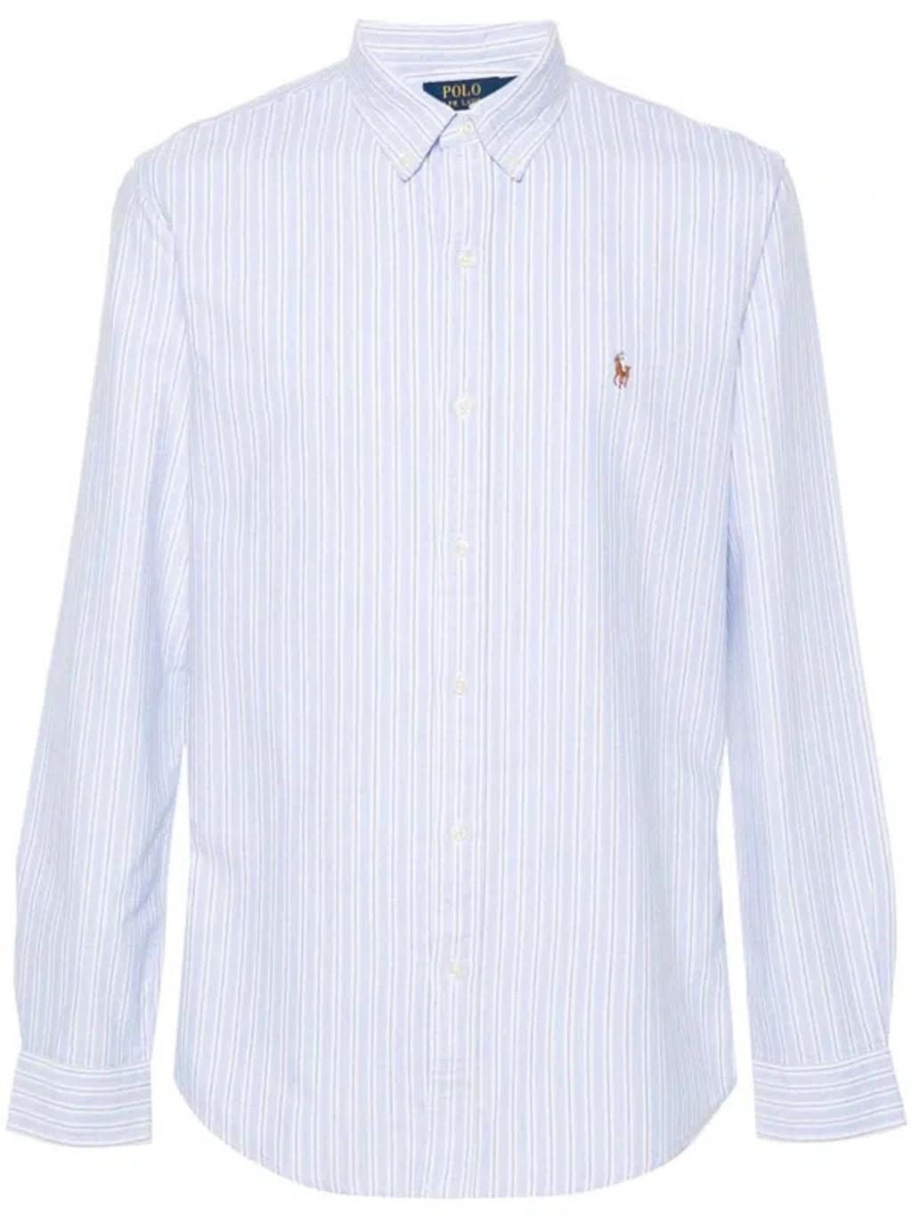 Polo Pony Striped Oxford Shirt In Blue Product Image