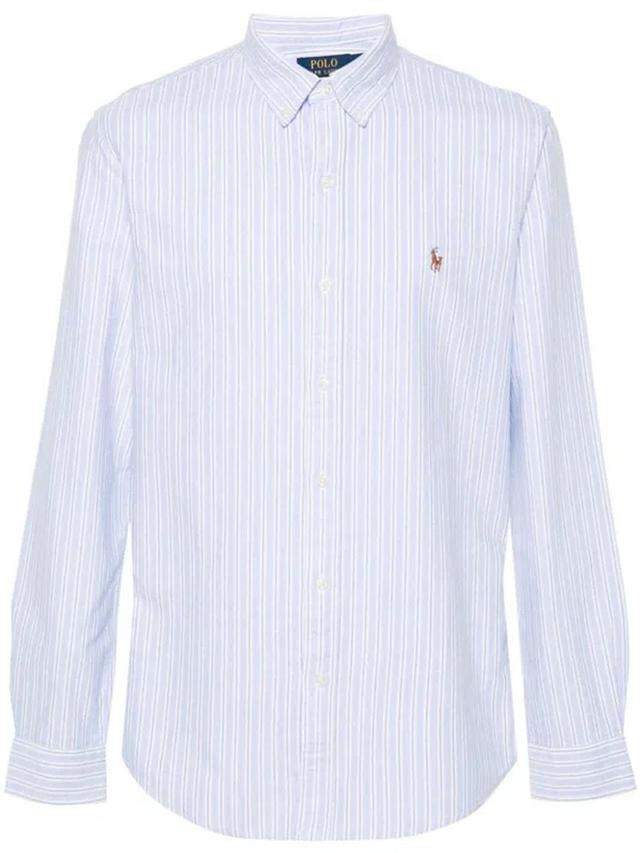 Polo Pony Striped Oxford Shirt In Blue Product Image