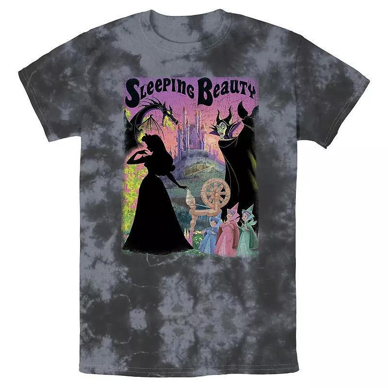 Mens Disney Sleeping Beauty Aurora Maleficent Poster Bomabrd Wash Tee Black Grey Product Image