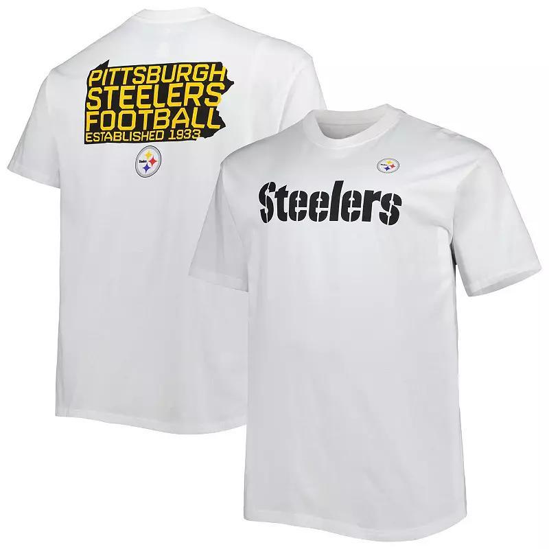 Mens Fanatics Branded White Pittsburgh Steelers Big & Tall Hometown Collection Hot Shot T-Shirt Product Image