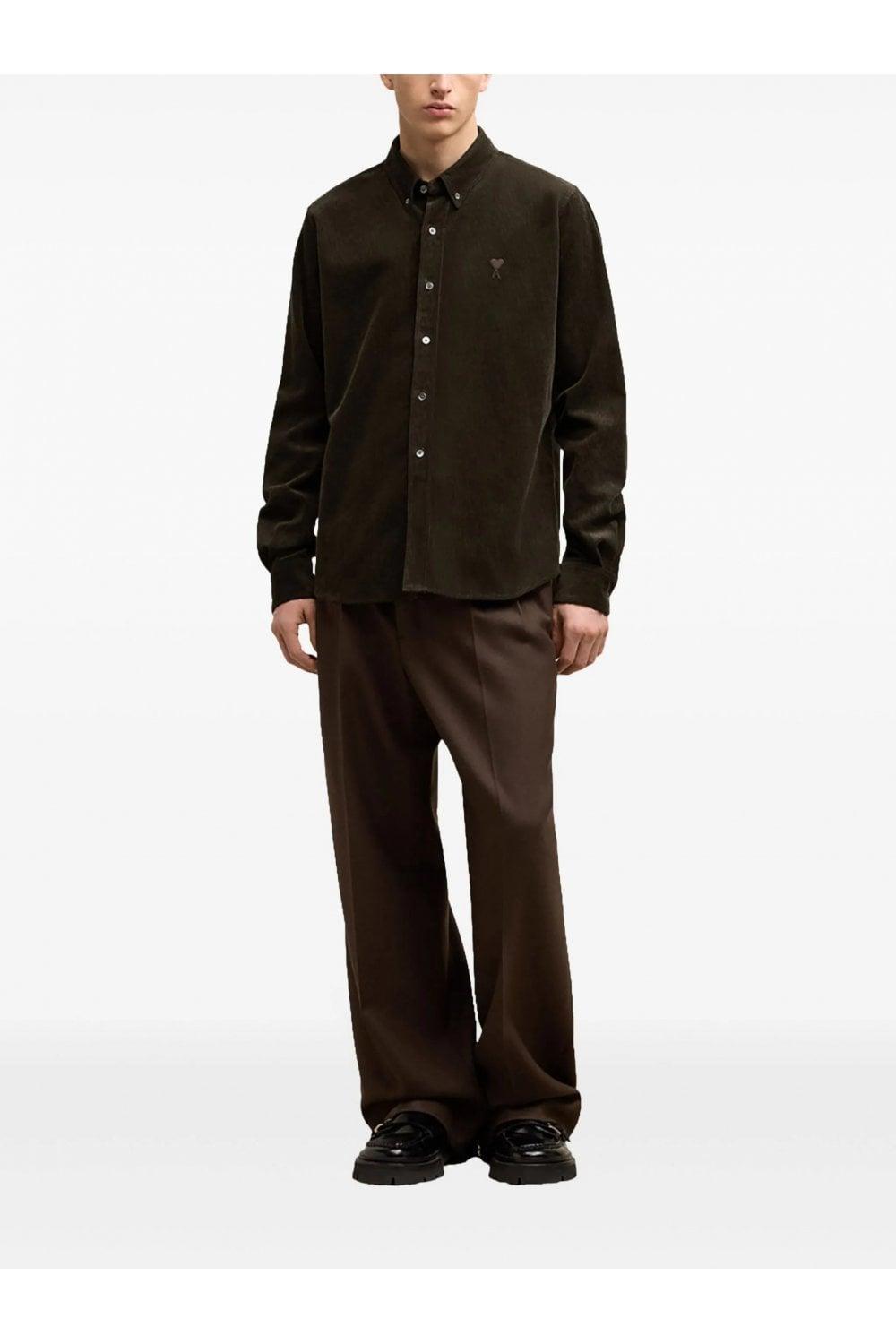 AMI ALEXANDRE MATTIUSSI Ami De Coeur Corduroy Shirt In Dark Coffee Product Image