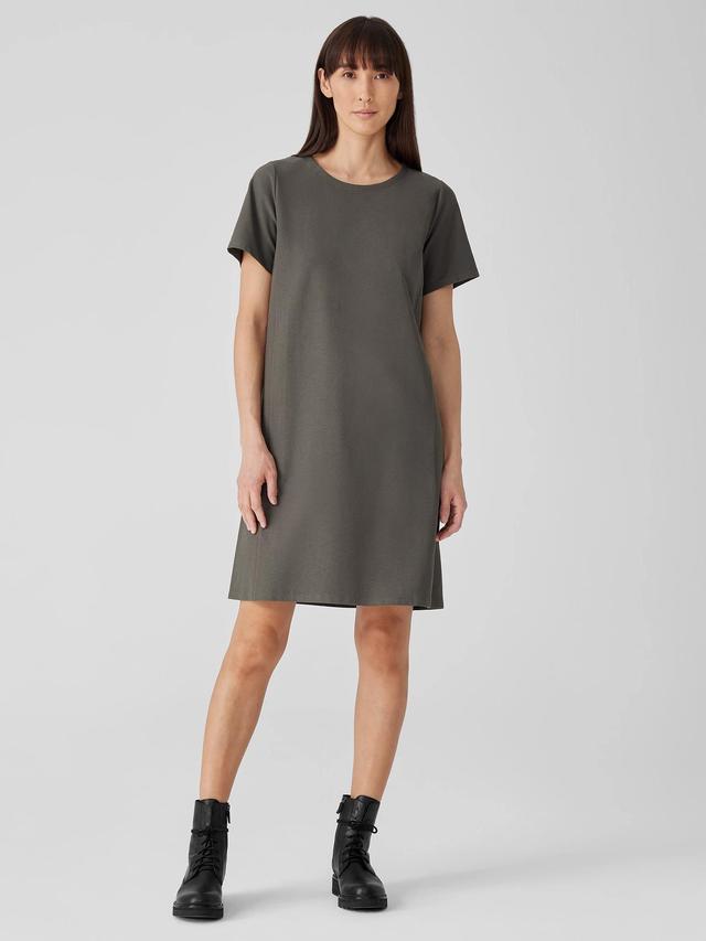 Washable Stretch Crepe Jewel Neck Dress Product Image