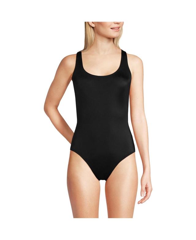 Lands End Womens D-Cup Scoop Neck X-Back High Leg Tugless Sporty One Piece Swimsuit Product Image