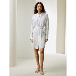 Pinstriped Silk Shirtdress with Belt product image