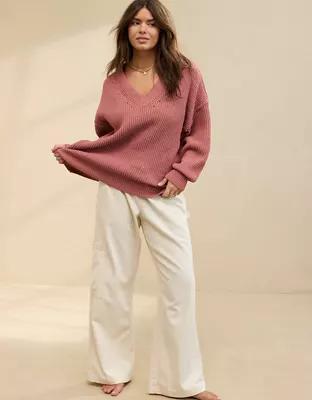 Aerie Beyond Chenille V-Neck Sweater Product Image