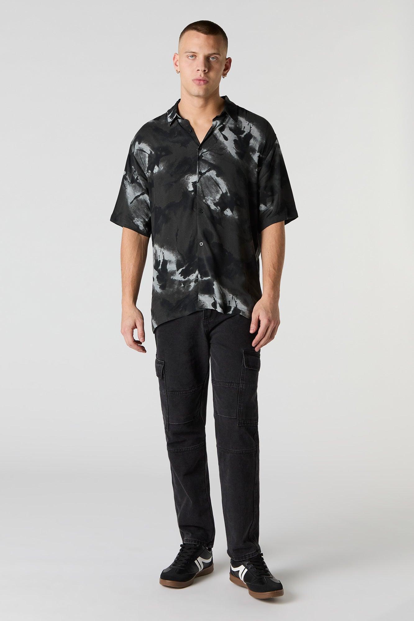 Abstract Print Button-Up Top Male Product Image