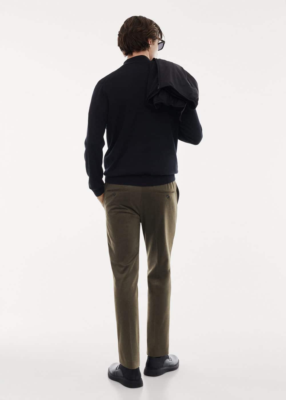 MANGO MAN - 100% merino wool sweater with zipper collar blackMen Product Image