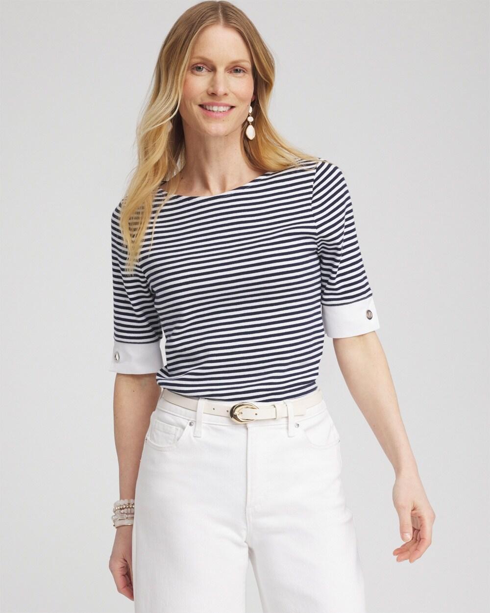 Women's Stripe Grommet Detail Tee product image