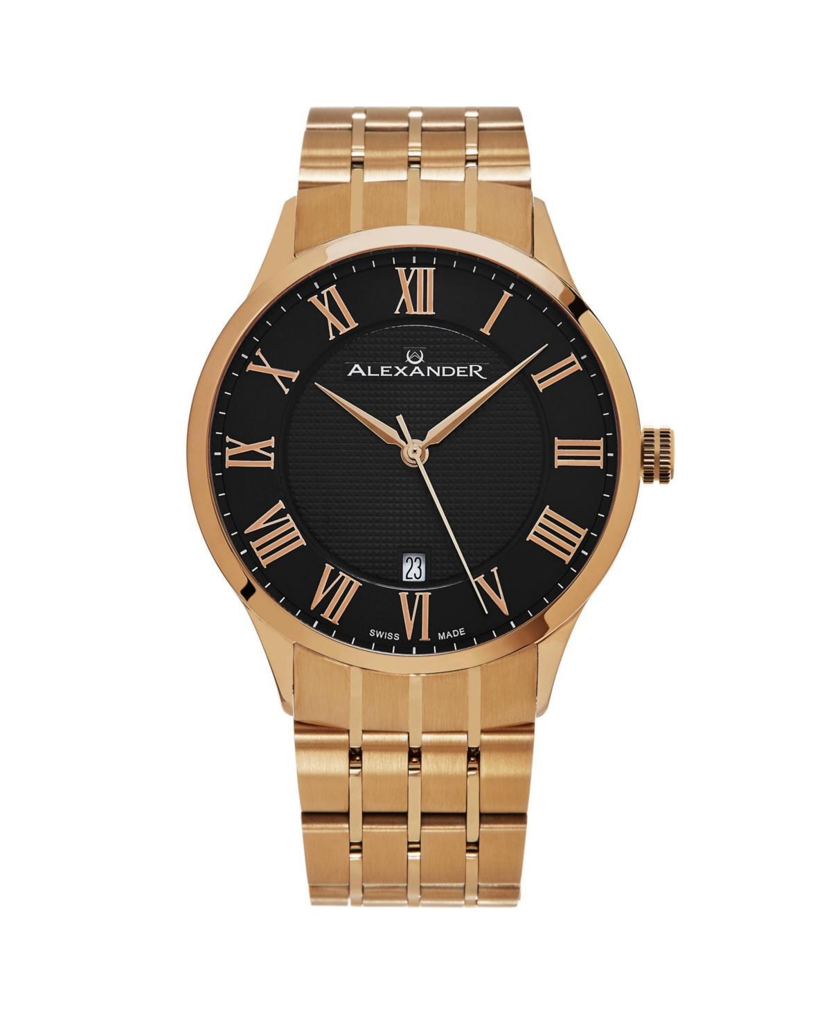 Alexander Mens Triumph Gold-Tone Stainless Steel , Black Dial , 42mm Round Watch - Gold-Tone Product Image