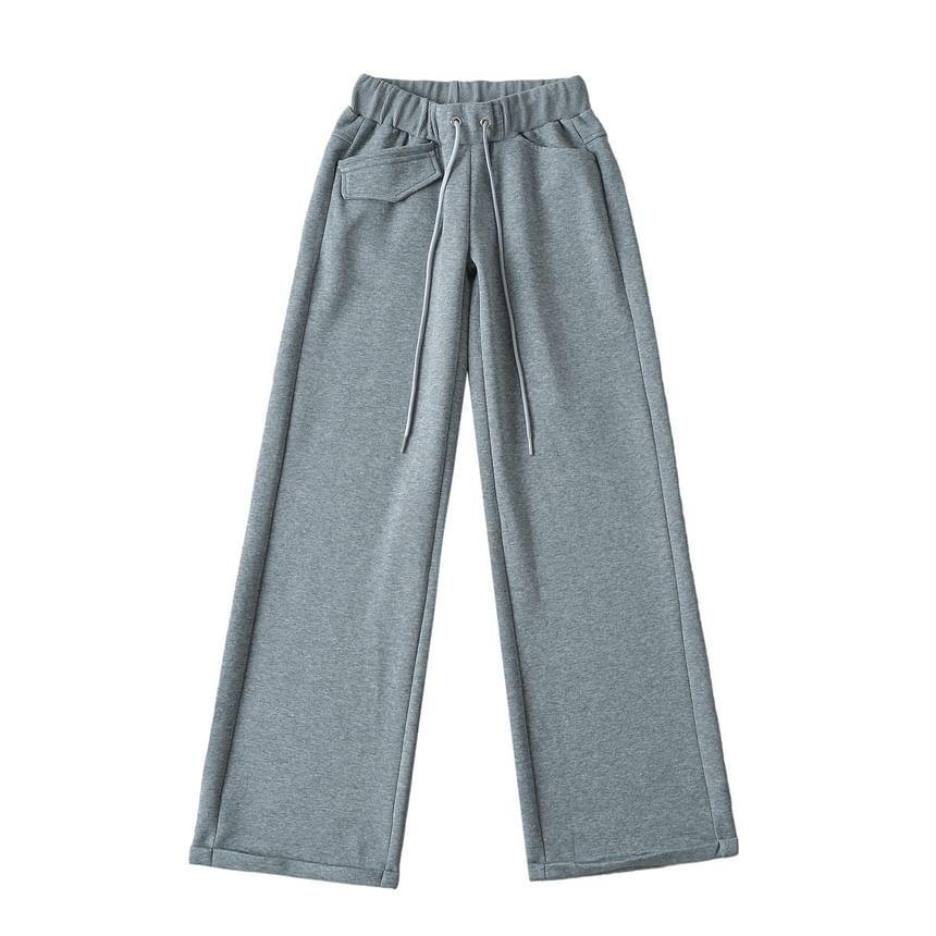 Drawstring Waist Plain Wide Leg Sweatpants Product Image