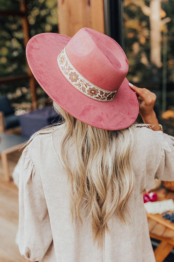 Posh Moment Faux Suede Fedora in Light Rust Product Image