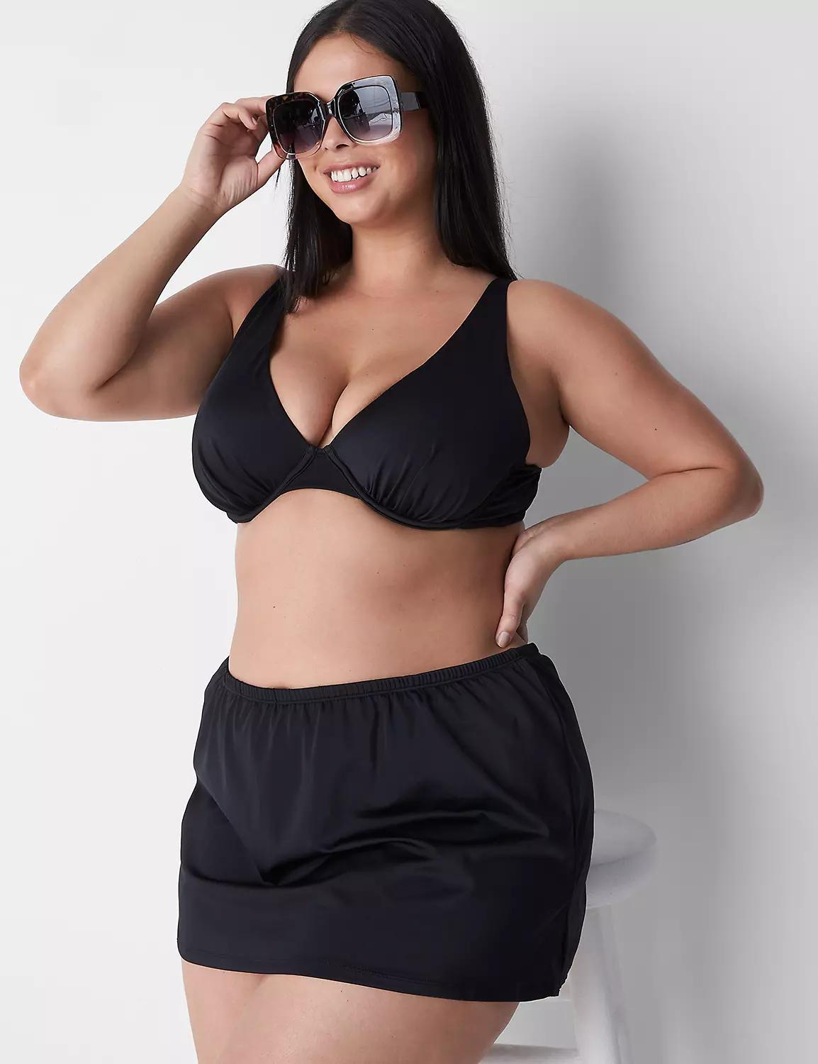 Lane Bryant Slitted Swim Skirt 36 Black Product Image