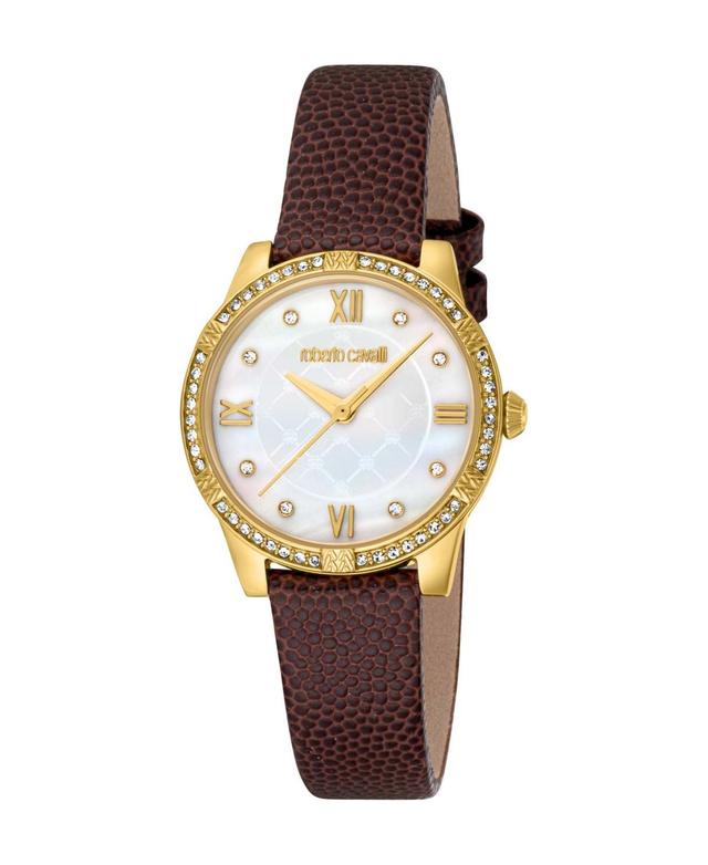 Roberto Cavalli Womens Quartz Brown Leather Watch 30mm Product Image