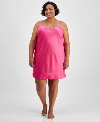 Plus Size Satin Lace-Trim Chemise, Created for Macy's  Product Image