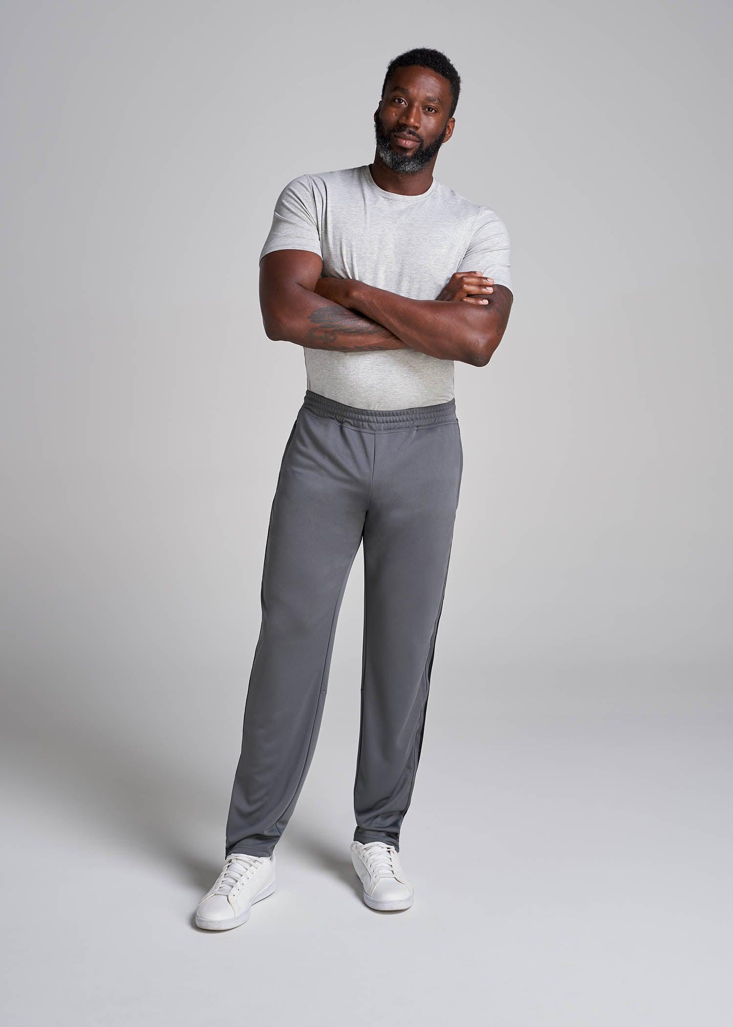 Athletic Stripe Pants for Tall Men in Grey-Black Stripe Male Product Image