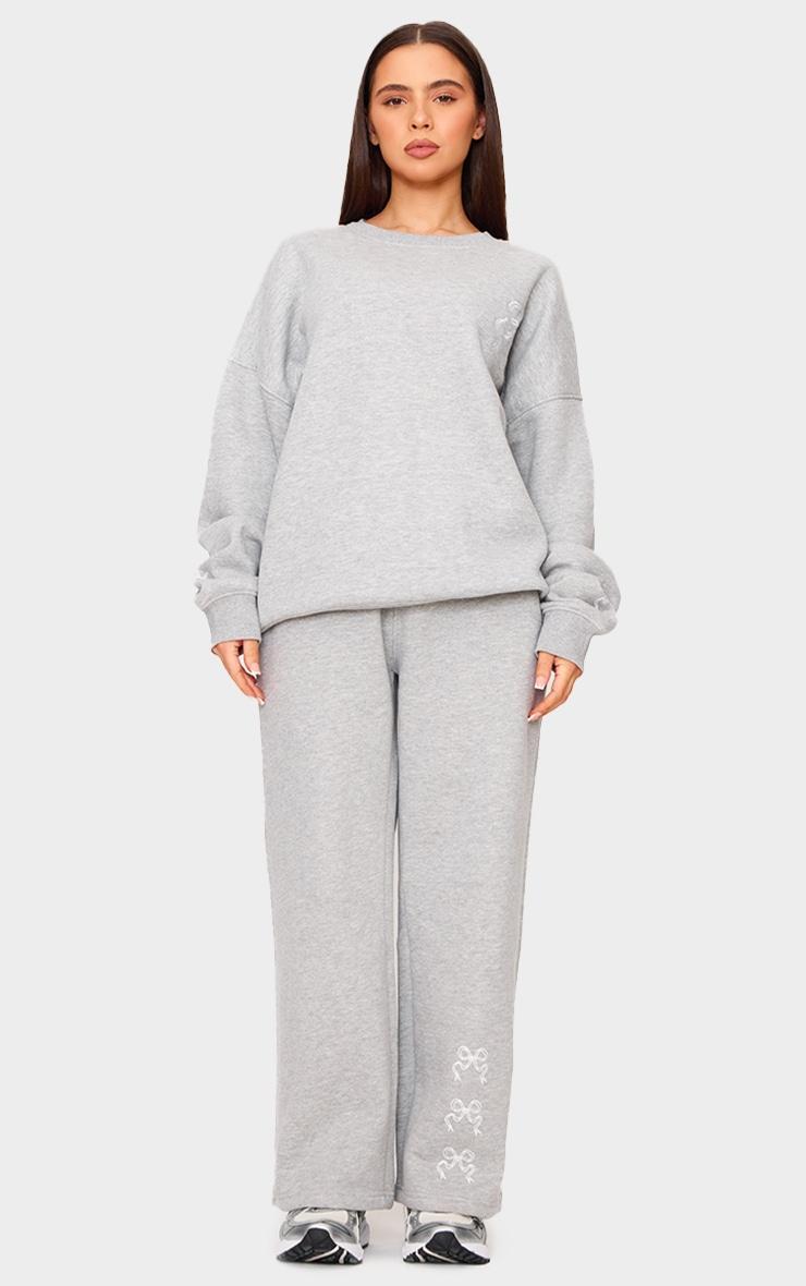 Petite Ash Grey Crew Neck Oversized Sweatshirt Product Image