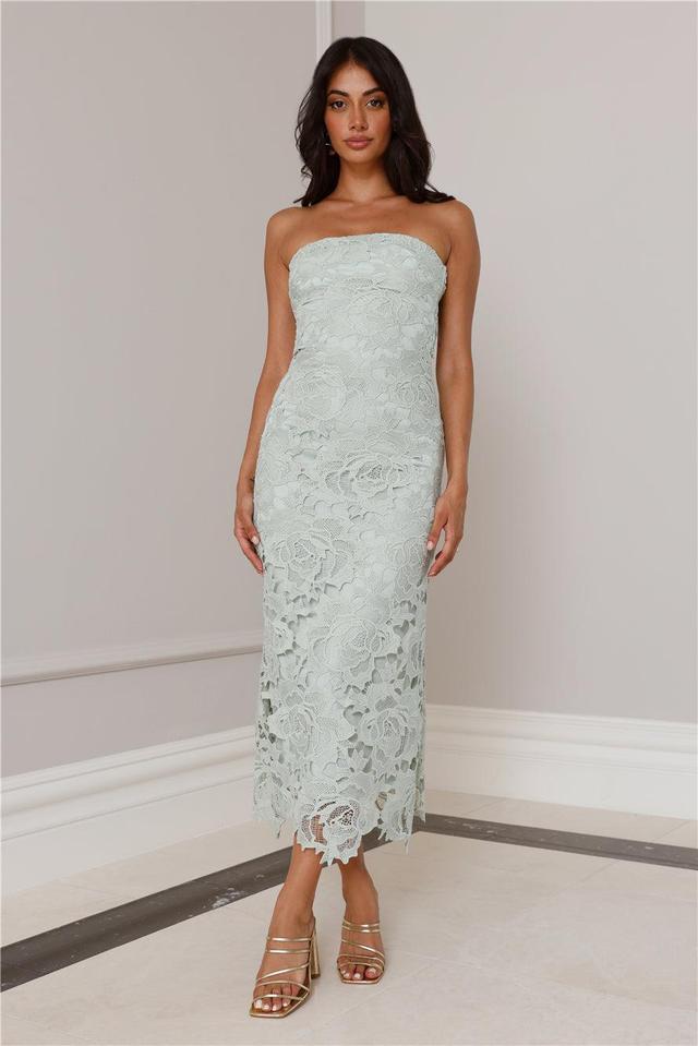 Timeless Classic Strapless Lace Maxi Dress Sage Product Image