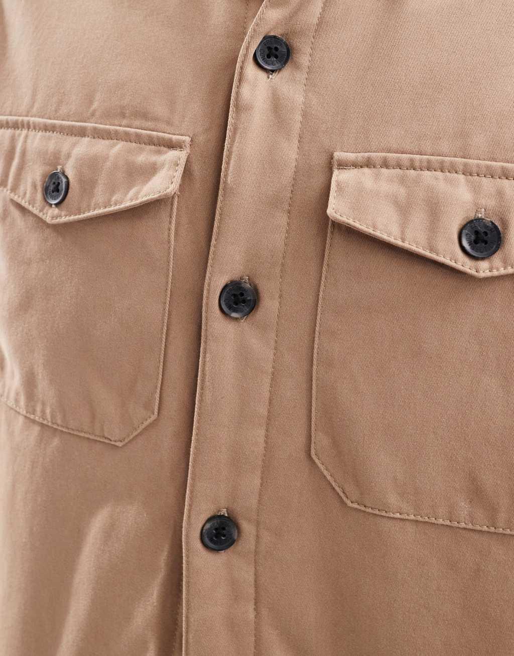 French Connection utility jacket with chest pockets in camel Product Image