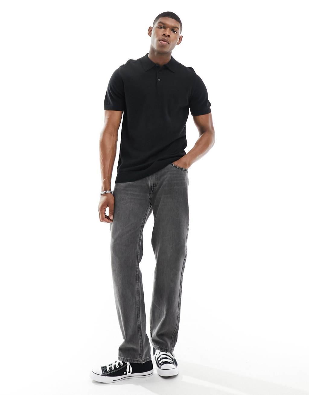 Selected Homme knitted polo in black  Product Image