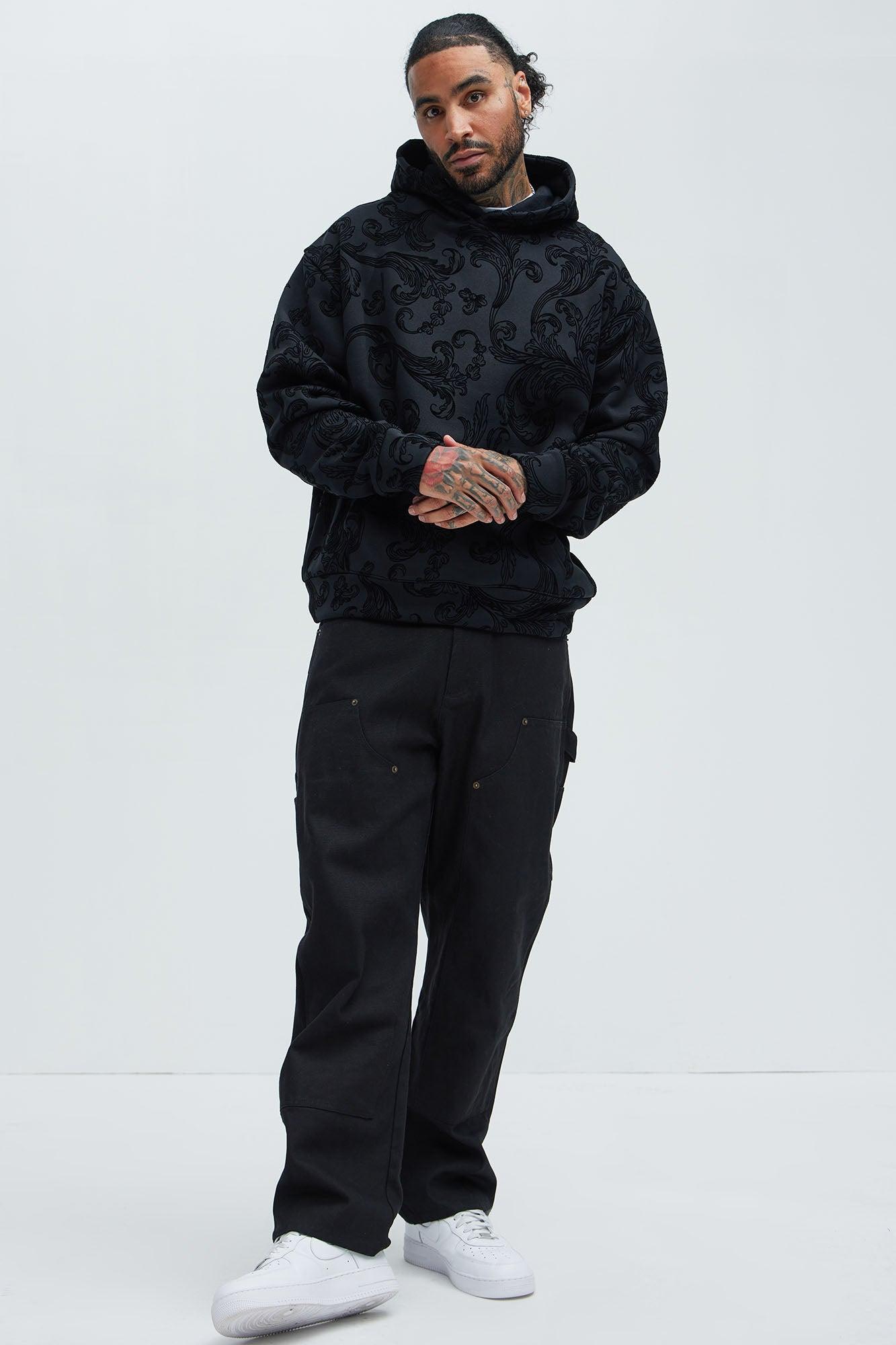 Floral Flock Hoodie - Black Product Image