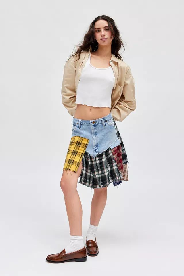 Urban Renewal Remade Spliced Flannel Denim Mini Skirt product image