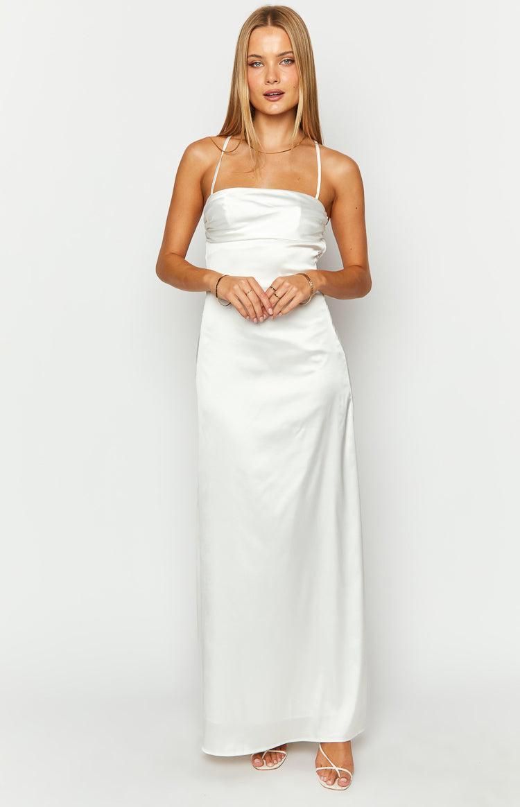 Blaise White Satin Maxi Dress Product Image