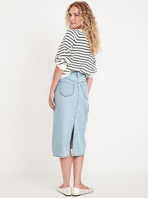 High-Waisted Wow Jean Midi Skirt Product Image