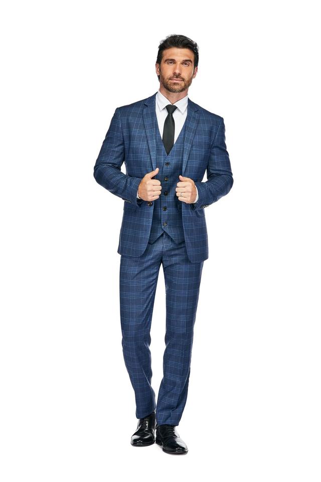 Slim Fit 3PC Check Mens Suit Product Image