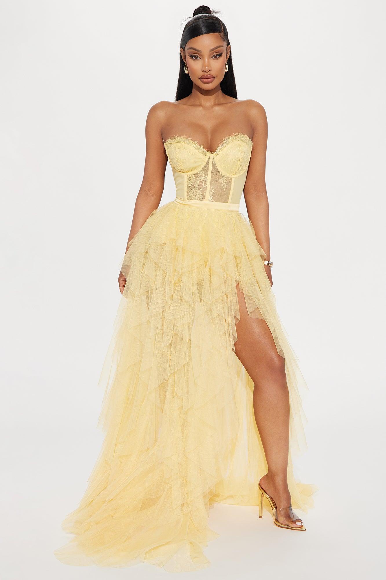 Anastasia Tulle Maxi Dress - Yellow Product Image