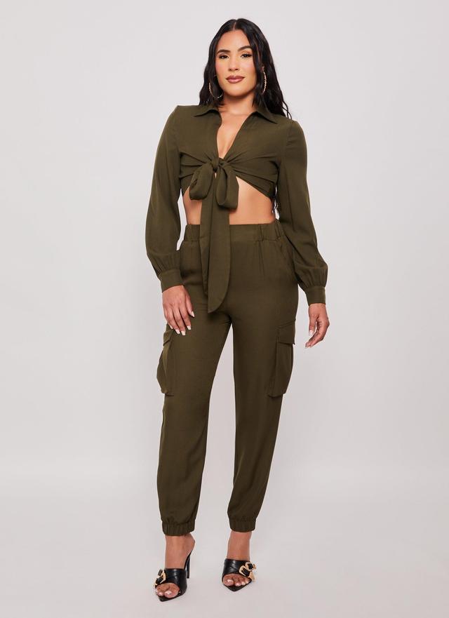 Womens Pull On Cargo High Waist Joggers Product Image