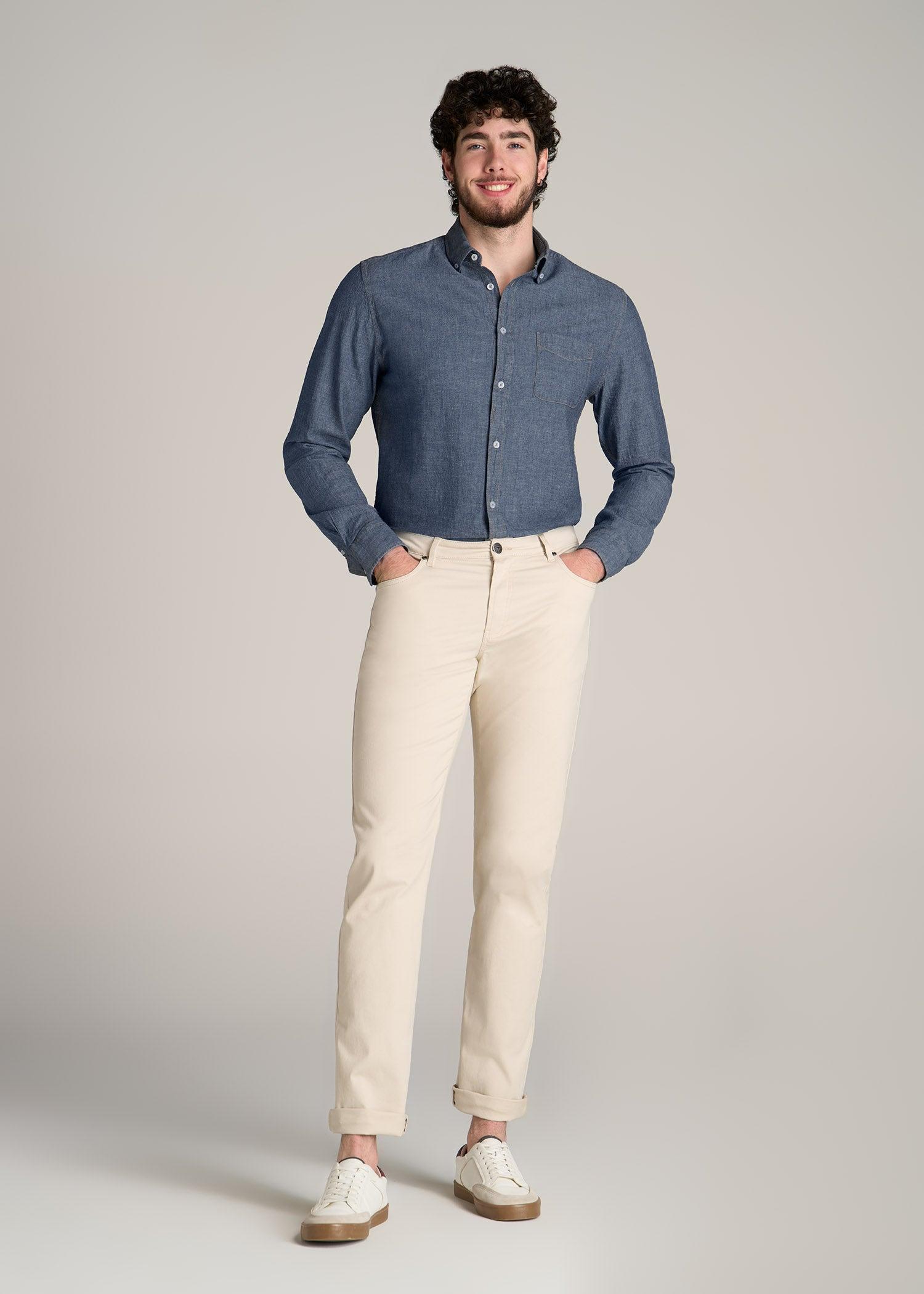 Chambray Button-Down Shirt for Tall Men in Medium Chambray Product Image