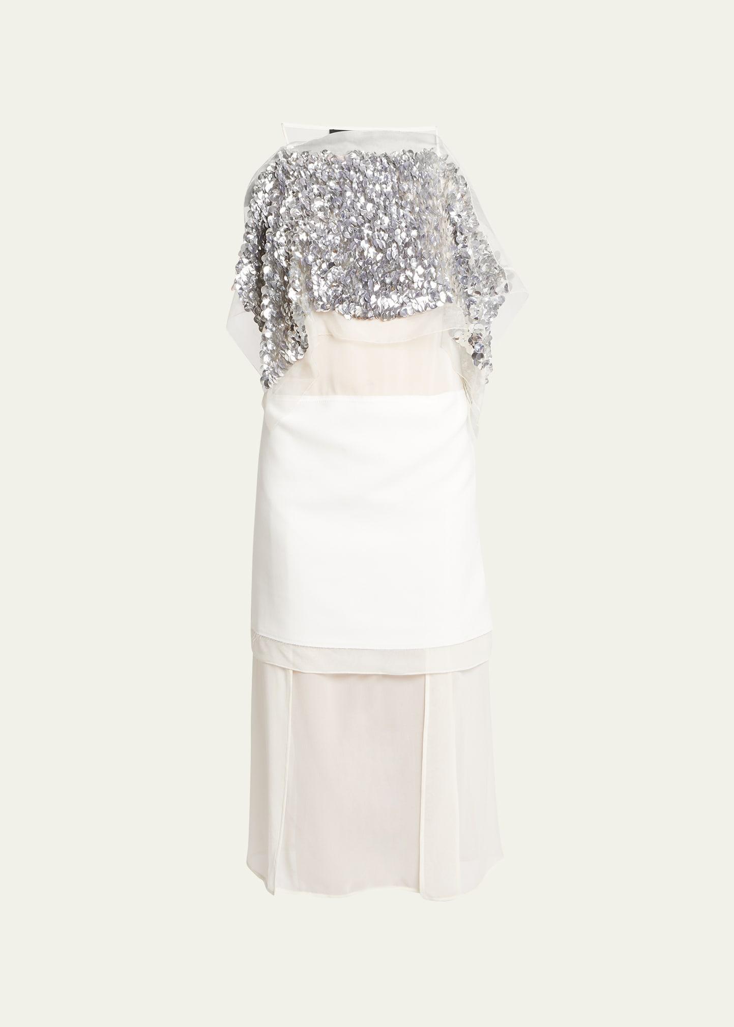 Zaha Sequined Layered Silk Midi Dress Product Image