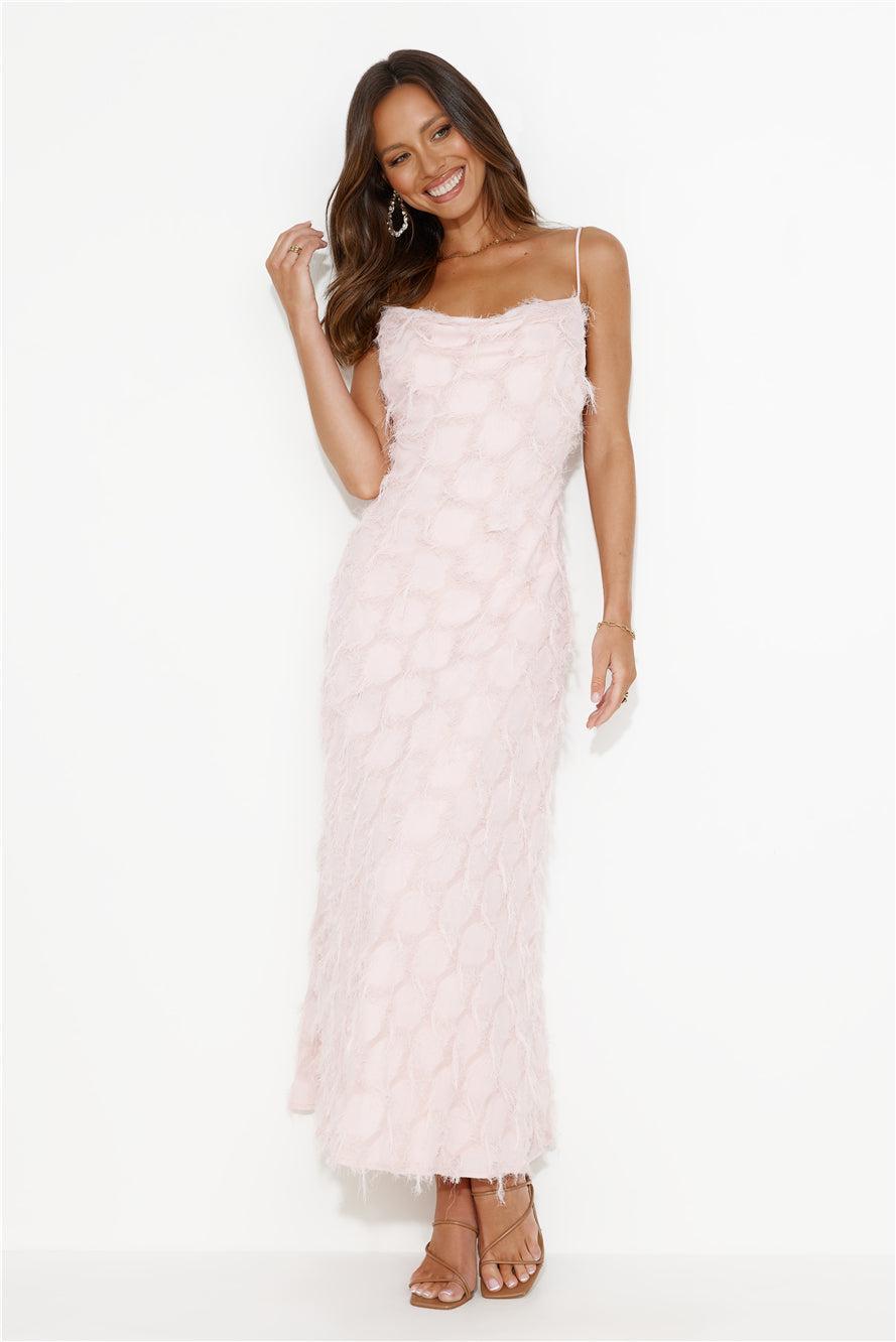 Never Unnoticed Cowl Neck Midi Dress Pink Product Image